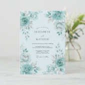 Seafoam Green Lush Spring Wedding Kaart (Staand voorkant)