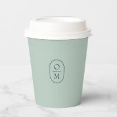 Seafoam Green | Minimal Monogram Wedding Papieren Bekers (Voorkant)