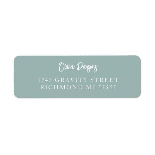 Seafoam Green Modern Minimally Scripting Address L Etiket (Voorkant)