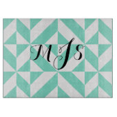 Seafoam Green Monogram Geometric Cube Patroon Snijplank (Voorkant)