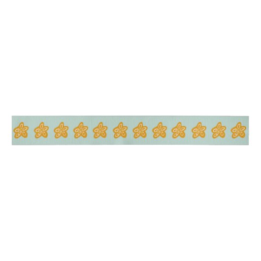 Seafoam Green Princess Golden Flowers Birthday Grosgrain Lint (Voorkant)