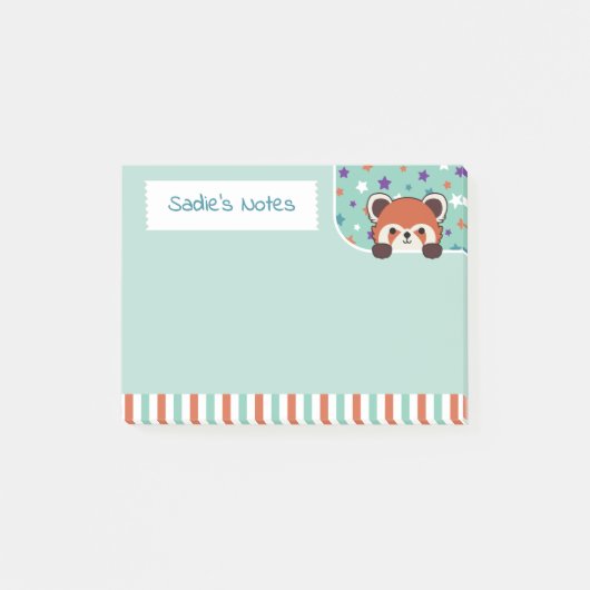 Seafoam Green Schattige Red Panda Peekabo Uw opmer Post-it® Notes (Voorkant)