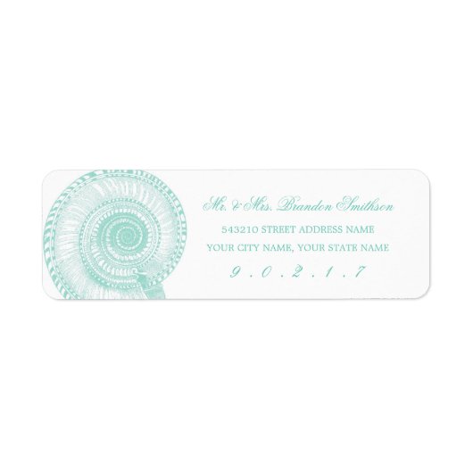 Seafoam Green Seashell Return Address Label (Voorkant)