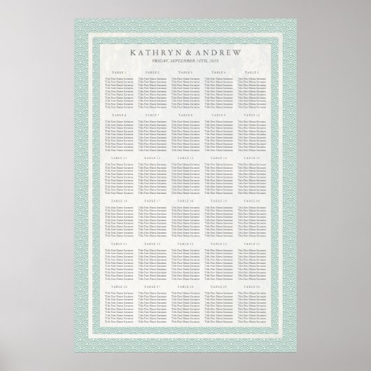 Seafoam Green Seigaiha Wedding/Event Seattle Poster (Voorkant)