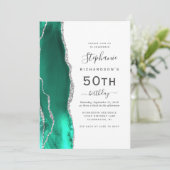 Seafoam Green Silver Agate QR Code 50ste verjaarda Kaart (Staand voorkant)