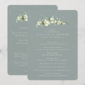 Seafoam Green Snowberry+Eucalyptus Wintertrouw Programmakaart (Voorkant / Achterkant)