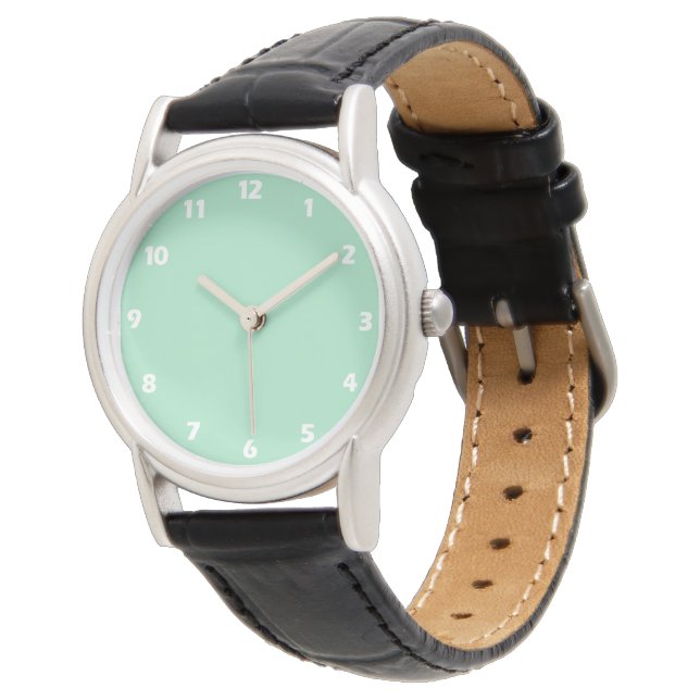 Seafoam Green Solid Color Horloge (Gekanteld)