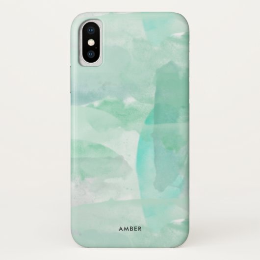 Seafoam Green-Waterverf - Jouw naam toevoegen Case-Mate iPhone Case (Achterkant)