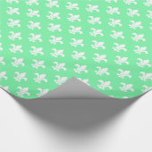 Seafoam Green White Fleur de Lis Pattern Cadeaupapier (Hoek)