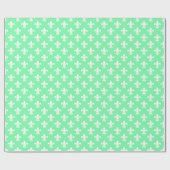 Seafoam Green White Fleur de Lis Pattern Cadeaupapier (Vlak)