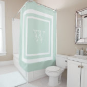 Seafoam Green White - gegoten monogram Douchegordijn (In situ)