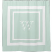 Seafoam Green White - gegoten monogram Douchegordijn (Voorkant)