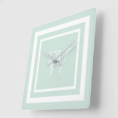 Seafoam Green White - gegoten monogram Vierkante Klok (Hoek)