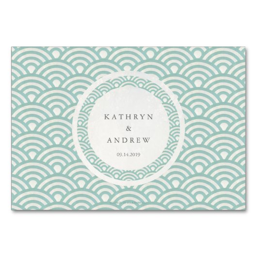 Seafoam Green+White gestileerde golven plaatsnaam  Kaart (Achterkant)