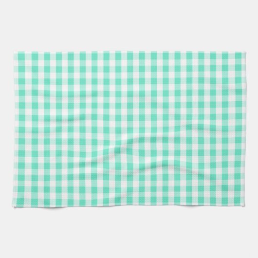 Seafoam Green & White Gingham Patroon Theedoek (Horizontaal)