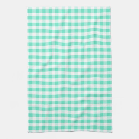 Seafoam Green & White Gingham Patroon Theedoek (Verticaal)