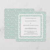 Seafoam Green+White Stillzed Waves Modern Wedding Kaart (Voorkant / Achterkant)