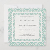 Seafoam Green+White Stillzed Waves Modern Wedding Kaart (Voorkant)
