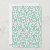 Seafoam Green+White Stylized Waves Elegant Wedding Kaart (Achterkant)