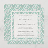Seafoam Green + White Waves Elegant Beach Wedding Kaart (Voorkant / Achterkant)