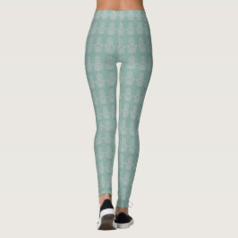 Seafoam Green Yoga Studio Hamsa  Leggings