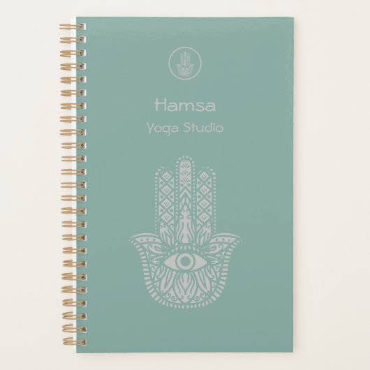 Seafoam Green Yoga Studio Hamsa  Planner (Voorkant)