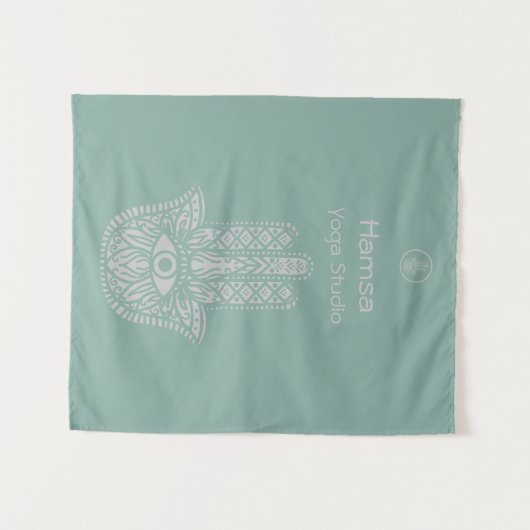 Seafoam Green Yoga Studio Hamsa  Wandkleed (Voorkant (horizontaal))