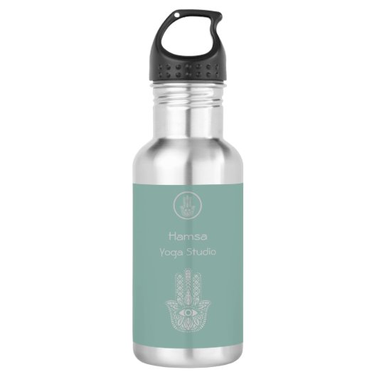 Seafoam Green Yoga Studio Hamsa  Waterfles (Voorkant)
