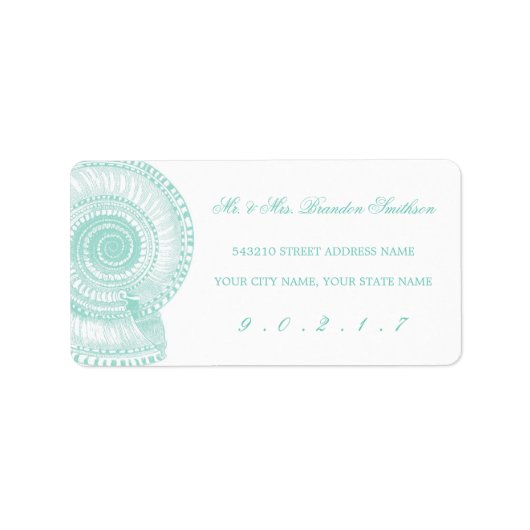 Seafoam Green Zee Shell Address Label (Voorkant)