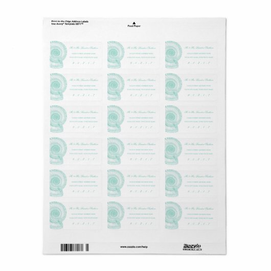 Seafoam Green Zee Shell Address Label (Full Sheet)