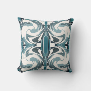 Seafoam Grey Gebroken-witte Bloemen Symmetrische M Kussen