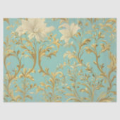 Seafoam Groen en Goud Traditionele Decoupage Tissuepapier (Voorkant)