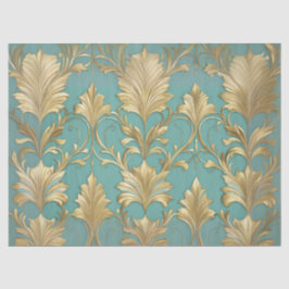 Seafoam Groen en Goud Traditionele Decoupage Tissuepapier