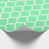 Seafoam Groen Wit XL Marokkaanse Quatrefoil #4 Cadeaupapier (Hoek)