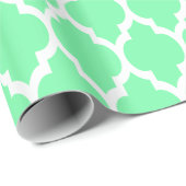 Seafoam Groen Wit XL Marokkaanse Quatrefoil #4 Cadeaupapier (Rol Hoek)