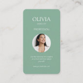 Seafoam Groene Foto Sociale QR Code Visitekaartje (Voorkant)
