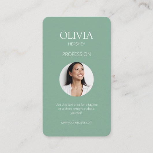 Seafoam Groene Foto Sociale QR Code Visitekaartje (Voorkant)