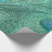 Seafoam groene glitterpauwveren cadeaupapier (Hoek)