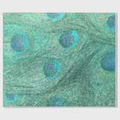 Seafoam groene glitterpauwveren cadeaupapier (Vlak)