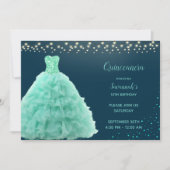  Seafoam Groene Jurk Onder Lichten Quinceanera Kaart (Voorkant)