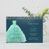  Seafoam Groene Jurk Onder Lichten Quinceanera Kaart (Staand voorkant)