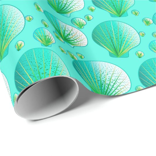 Seafoam groene kruipers op aqua cadeaupapier (Rol Hoek)