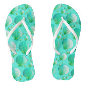 Seafoam groene kruipers op aqua teenslippers (Voetbed)
