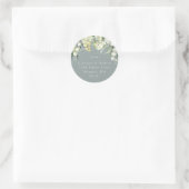 Seafoam Groene Snowberry+Eucalyptus Adres Ronde Sticker (Tas)