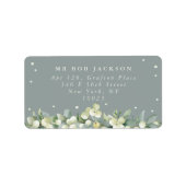 Seafoam Groene Snowberry+Eucalyptus Adreslabel Etiket (Voorkant)