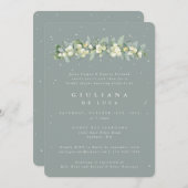 Seafoam Groene Snowberry+Eucalyptus Vrijgezellenfe Kaart (Voorkant / Achterkant)