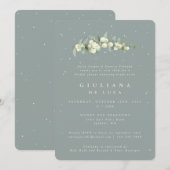 Seafoam Groene Snowberry+Eucalyptus Vrijgezellenfe Kaart (Voorkant / Achterkant)