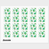 Seafoam groene zeeschelpen op wit vierkante sticker (Vel)