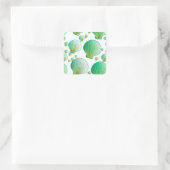 Seafoam groene zeeschelpen op wit vierkante sticker (Tas)