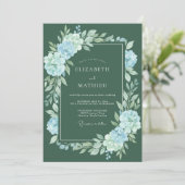 Seafoam Hunter Bloom Bruiloft Kaart (Staand voorkant)